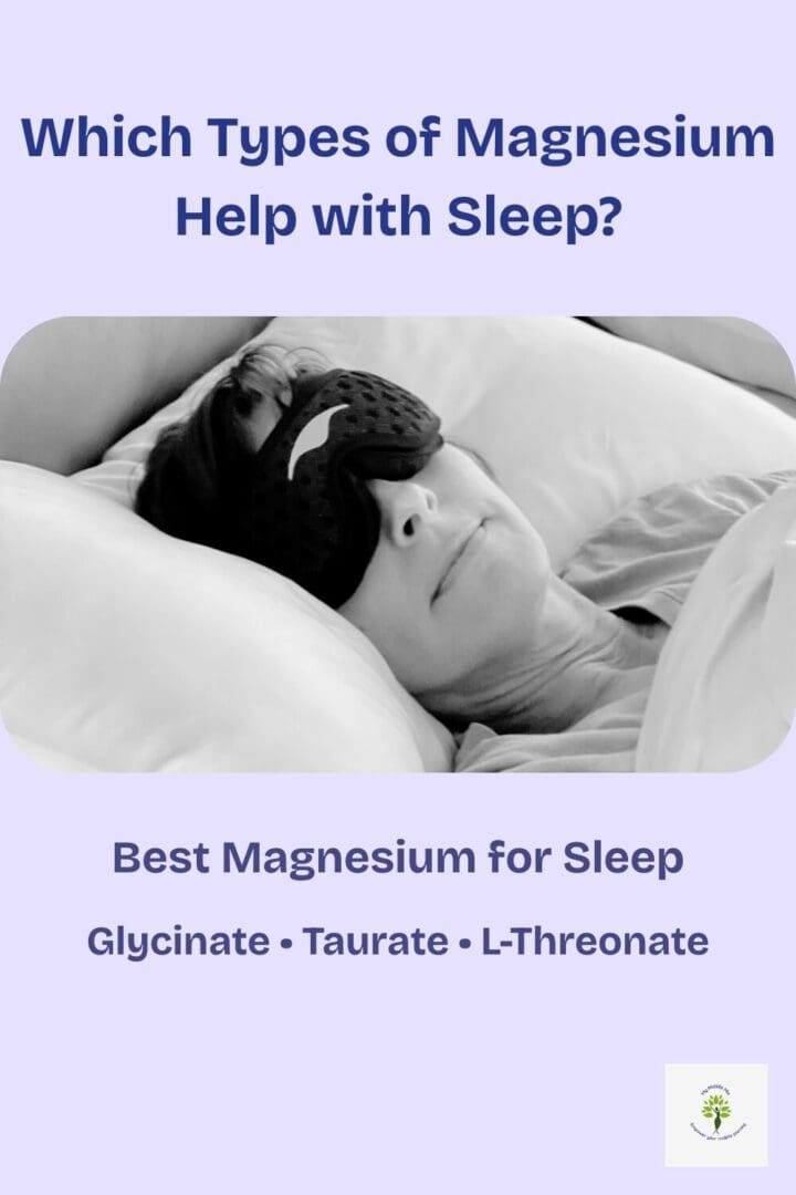 Best magnesium for sleep graphic highlighting glycinate, taurate, and L-threonate for improving sleep quality in midlife.