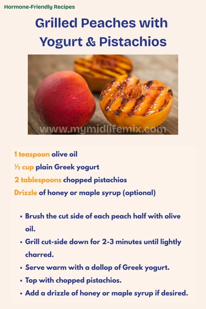 Hormone-friendly peach recipe made with simple whole-food ingredients, designed to support midlife wellness.
