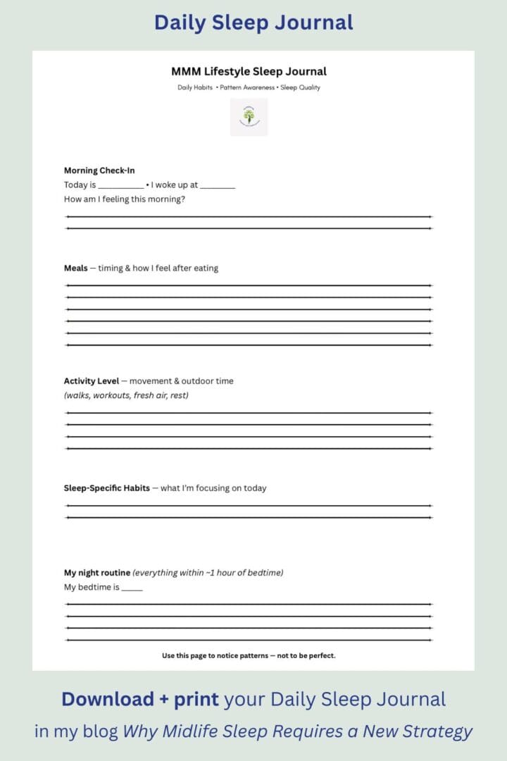 Daily Sleep Journal printable design for tracking sleep habits
