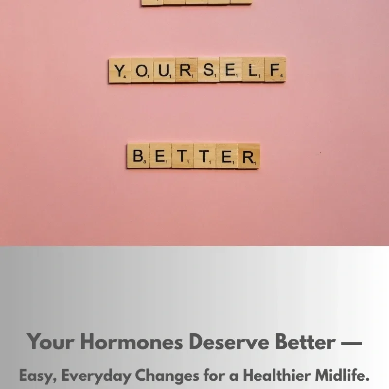 Motivational message about hormones and health on a pink background.